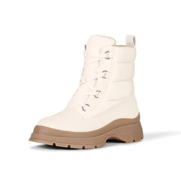 Amazon Essentials Women's LACE UP Puffer Boot – Cozy & Stylish Winter Footwear in Ivory