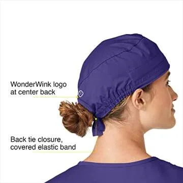 WonderWink Unisex Tie Back Scrub Cap in Grape