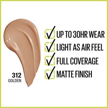 Maybelline Super Stay Full Coverage Liquid Foundation Active Wear Makeup, Up to 30Hr Wear, Transfer,...
