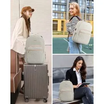 LOVEVOOK Laptop Backpack for Women, Travel Computer Work Bags with 17-inch Laptop Compartment, College School Student Bag Teen Backpacks For Girls, Outdoor Carry On Backpack Purse, Grey