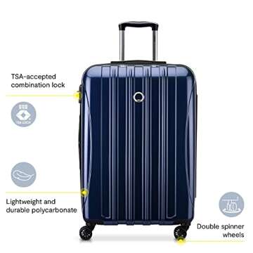 DELSEY PARIS Helium Aero Hardside Expandable Luggage with Spinner Wheels, Blue Cobalt, Checked-Medium 25 Inch