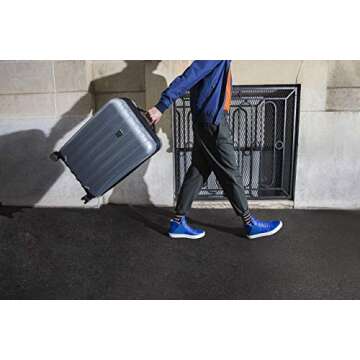 DELSEY PARIS Helium Aero Hardside Expandable Luggage with Spinner Wheels, Blue Cobalt, Checked-Medium 25 Inch