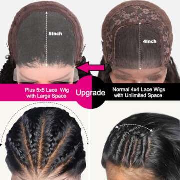 SHOWME 26Inch 5X5 HD Lace Closure Wigs Human Hair - 10A Deep Wave, Glueless Design, Natural Look