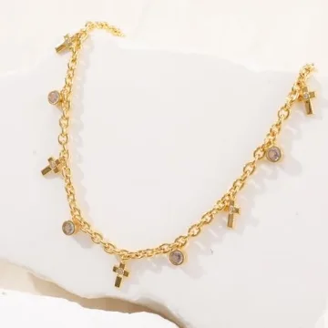 Elegant Gold Cross Charm Necklace for Women