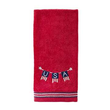 SKL Home Patriotic 4th of July USA Banner Hand Towel Set, (2-Pack), Red 2 Pack