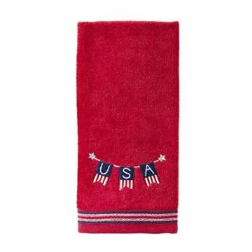 SKL Home Patriotic 4th of July USA Banner Hand Towel Set, (2-Pack), Red 2 Pack