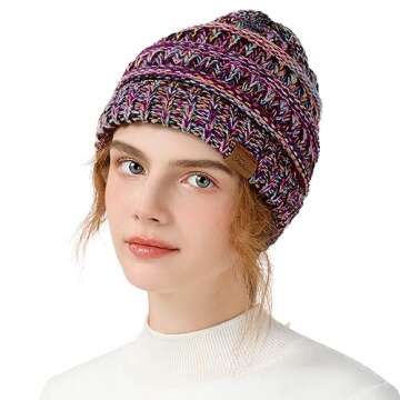Beanie Hat for Women - Winter Hat for Women, Casual Slouchy Knitted Beanie Hat, Cute Stretch Womens ...