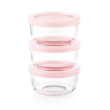 Pyrex 1 Cup Glass Food Storage Pastel Set of 3 Containers