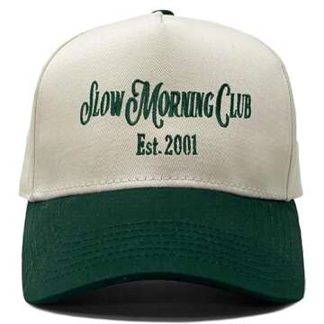 Funky Junque 2 Pack: Two Tone Snapback Hat - Slow Morning Club - Forest/Beige & Vintage Cowboy - Bla...
