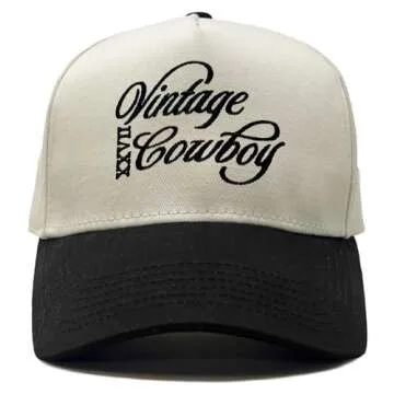 Funky Junque 2 Pack: Two Tone Snapback Hat - Slow Morning Club - Forest/Beige & Vintage Cowboy - Black/Beige