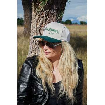 Funky Junque 2 Pack: Two Tone Snapback Hat - Slow Morning Club - Forest/Beige & Vintage Cowboy - Black/Beige