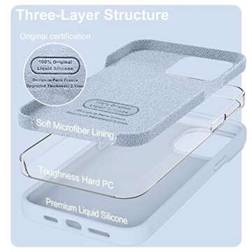 Ktele Compatible with iPhone 13 Pro Max Case 6.7 inch Premium Liquid Silicone with [Soft Anti-Scratch Microfiber Lining] Gel Rubber Full-Body Bumper Protection Case for iPhone 13 Pro Max - Light Blue