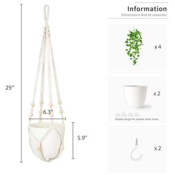 Mkono 2 Packs Fake Hanging Plant with Pot, Artificial Plants Macrame Plant Hanger Fake Vine Greenery for Bedroom Bathroom Home Office Decor