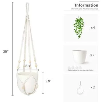 Mkono 2 Packs Fake Hanging Plant with Pot, Artificial Plants Macrame Plant Hanger Fake Vine Greenery for Bedroom Bathroom Home Office Decor