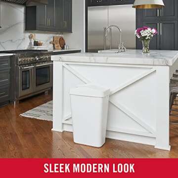 Rubbermaid Swing Top Waste Container for Home and Kitchen, Easy Access Disposal and Slim Modern Trash Can with Lid, 12.2 Gallon Capacity, White