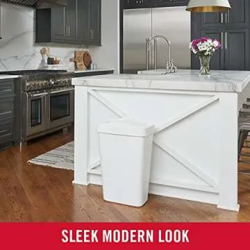 Rubbermaid Swing Top Waste Container for Home and Kitchen, Easy Access Disposal and Slim Modern Trash Can with Lid, 12.2 Gallon Capacity, White