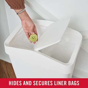 Rubbermaid Swing Top Waste Container for Home and Kitchen, Easy Access Disposal and Slim Modern Trash Can with Lid, 12.2 Gallon Capacity, White