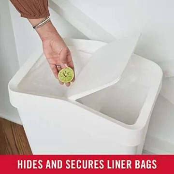 Rubbermaid Swing Top Waste Container for Home and Kitchen, Easy Access Disposal and Slim Modern Trash Can with Lid, 12.2 Gallon Capacity, White