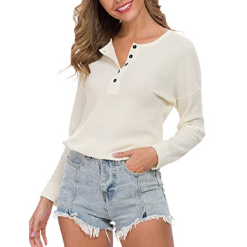 WNEEDU Women's Waffle Knit Tunic Top - Stylish & Comfortable