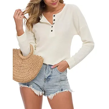 WNEEDU Women's Waffle Knit Tunic Top - Stylish & Comfortable