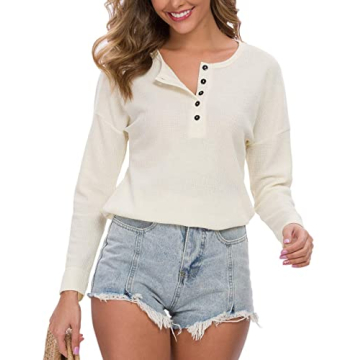 WNEEDU Women's Waffle Knit Tunic Top - Stylish & Comfortable