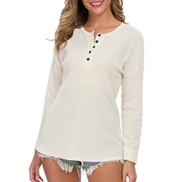 WNEEDU Women's Waffle Knit Tunic Top - Stylish & Comfortable