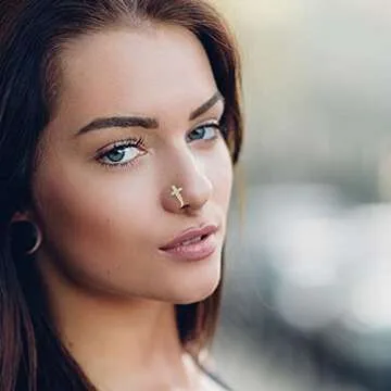 NEWITIN 6 Pairs Stainless Steel Nose Stud Rings for Women Clip on Nose Rings Non Piercing Inlaid Cubic Zirconia Fake Nose Ring for Women