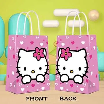 24 Pcs Kitty Party Gift Bags Party Supplies/Cartoon Candy Bags, Tote Bags, Gift Bags for Kids Paper Favor Packs Adults Birthday Party Decora- 12 Pattern