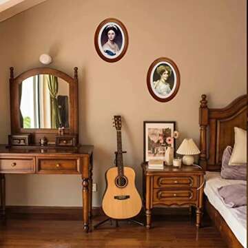 GRRONZEE 2 Pack Brown Oval Picture Frames 8 by 10 Oval Photo Frames, 8x10 Oval picture frame, Wall Mounting Photo Frame for Home Decor, Photo Gallery