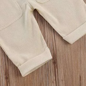 YOKJZJD Newborn Infant Baby Boy Girl Fall Winter Suspender Pants Overalls Corduroy Bib Pants Trousers with Pockets (Beige White, 0-6Months)