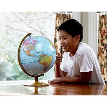 Replogle Explorer World Blue Ocean Globe, Desktop, 12" diameter, Up-to-Date Cartography, Raised Relief, Educational, perfect for Students of all ages