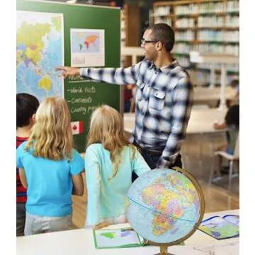 Replogle Explorer World Blue Ocean Globe, Desktop, 12" diameter, Up-to-Date Cartography, Raised Relief, Educational, perfect for Students of all ages