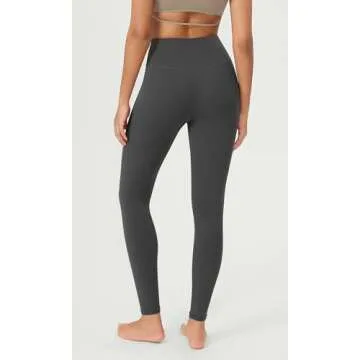 ODODOS Cloud Feeling Ruched Yoga Leggings for Women 7/8 Length High Waist Crossover Yoga Pants, Charcoal, Medium