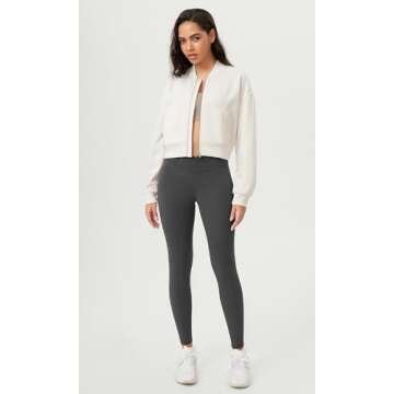 ODODOS Cloud Feeling Ruched Yoga Leggings for Women 7/8 Length High Waist Crossover Yoga Pants, Charcoal, Medium