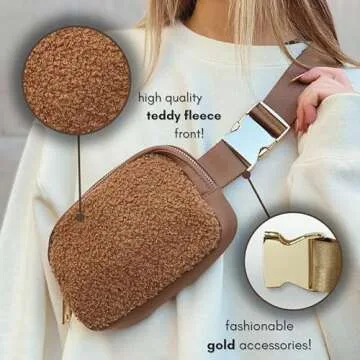 Boutique Fleece Belt Bag | Sherpa Crossbody Bag Fanny Pack for Women Fashionable | Everywhere Waist ...