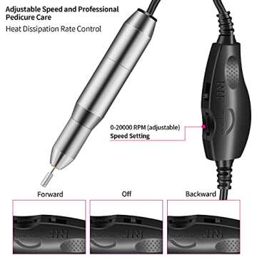 Nail Drill Set,DELIFO Electric Portable Nail File Drills Kit with 6 Heads & 6 Sanding Bands, Professional Manicure Pedicure Machine Tools for Acrylic Nails, Polishing Shape, USB Rechargeable（Normal）