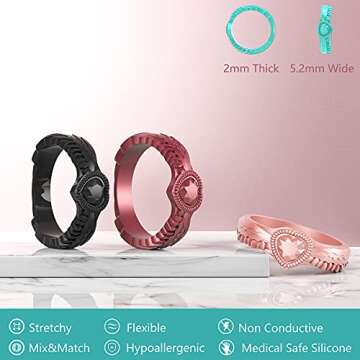 Zollen Silicone Wedding Rings for Women 4/7 Packs - Stackable Silicone Rubber Wedding Bands - Innova...