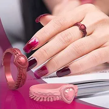 Zollen Silicone Wedding Rings for Women 4/7 Packs - Stackable Silicone Rubber Wedding Bands - Innovative Heart Shaped Diamond and Wings Collection, Size 7