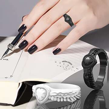 Zollen Silicone Wedding Rings for Women 4/7 Packs - Stackable Silicone Rubber Wedding Bands - Innovative Heart Shaped Diamond and Wings Collection, Size 7