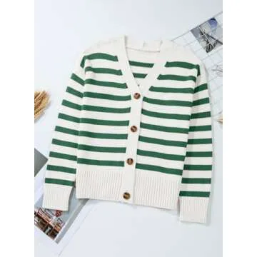 EVALESS Women’s Striped Cardigan - Trendy V-Neck Design