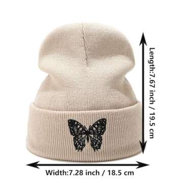 Joylife Butterfly Embroidered Cuffed Beanie Hat