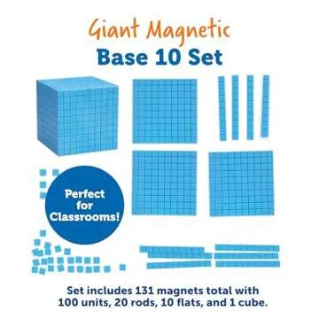 Learning Resources Giant Magnetic Base Ten, Magnetic Base Ten, Use with Magnetic Surfaces or Whiteboards, 131 Piece Set