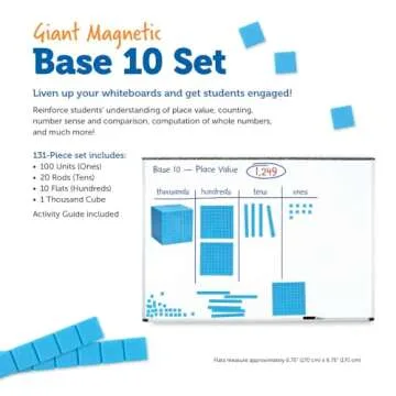 Learning Resources Giant Magnetic Base Ten, Magnetic Base Ten, Use with Magnetic Surfaces or Whiteboards, 131 Piece Set