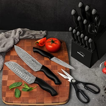 Amorston 15-Piece Premium Knife Set with Sharpener