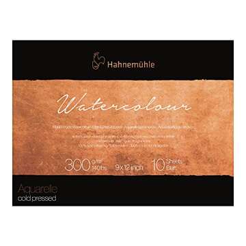 Hahnemuhle Collection Watercolor 300 Block Cold Pressed 9x12 300gsm, 9-x-12-Inch, White