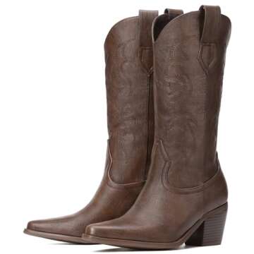 Platikly Brown Cowboy Boots - Embroidered Stylish Comfort