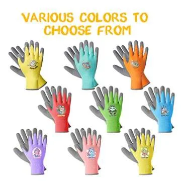 COOLJOB 3 Pairs Kids Gardening Gloves for Little kid Age 3-5, Children Toddlers Boys Grippy Rubber Coated Work Gloves, Red & Green & Blue (Explorer, Small S)