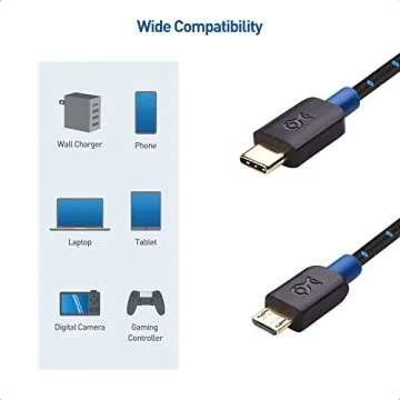 Cable Matters Braided USB C to Micro USB Cable 3.3 ft - Durable Connection