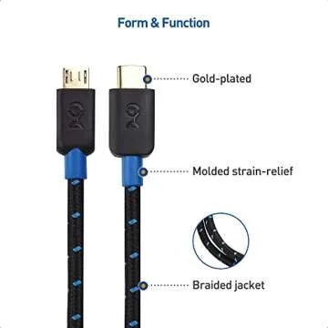 Cable Matters Braided USB C to Micro USB Cable 3.3 ft - Durable Connection
