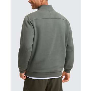 CRZ YOGA Fleece Lined Half Zip Sweatshirts for Men Mock Neck Pullover Sweat Shirts Casual Workout Da...